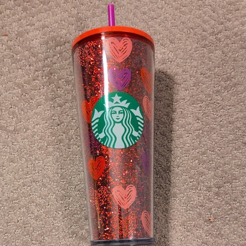 Starbucks Glitter Heart Tumbler NWT